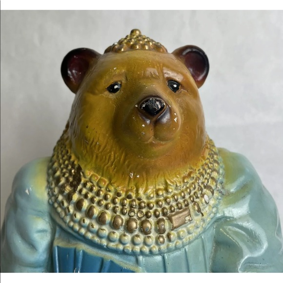 Vintage JUMBO Chalkware Elegant Bear & Penguin Piggy Bank Large 12.5” Tall - Picture 3 of 11